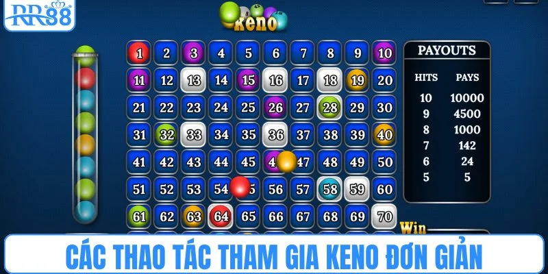 Các thao tác tham gia keno đơn giản