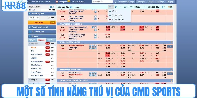 Một số tính năng thú vị của CMD Sports
